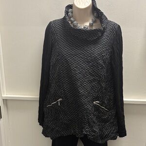 Chic Black and Gray Women's Cowl Neck Sweater